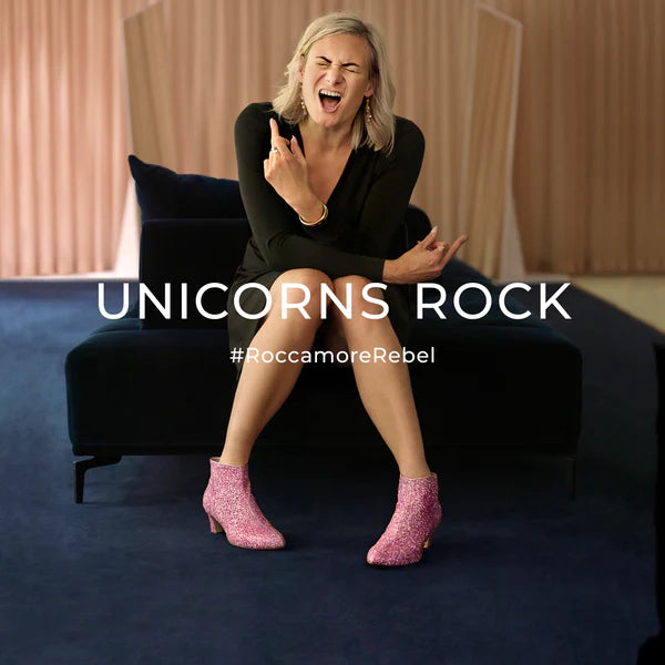 roccamore rebel stine sara wearing pink glitter roccamore boots